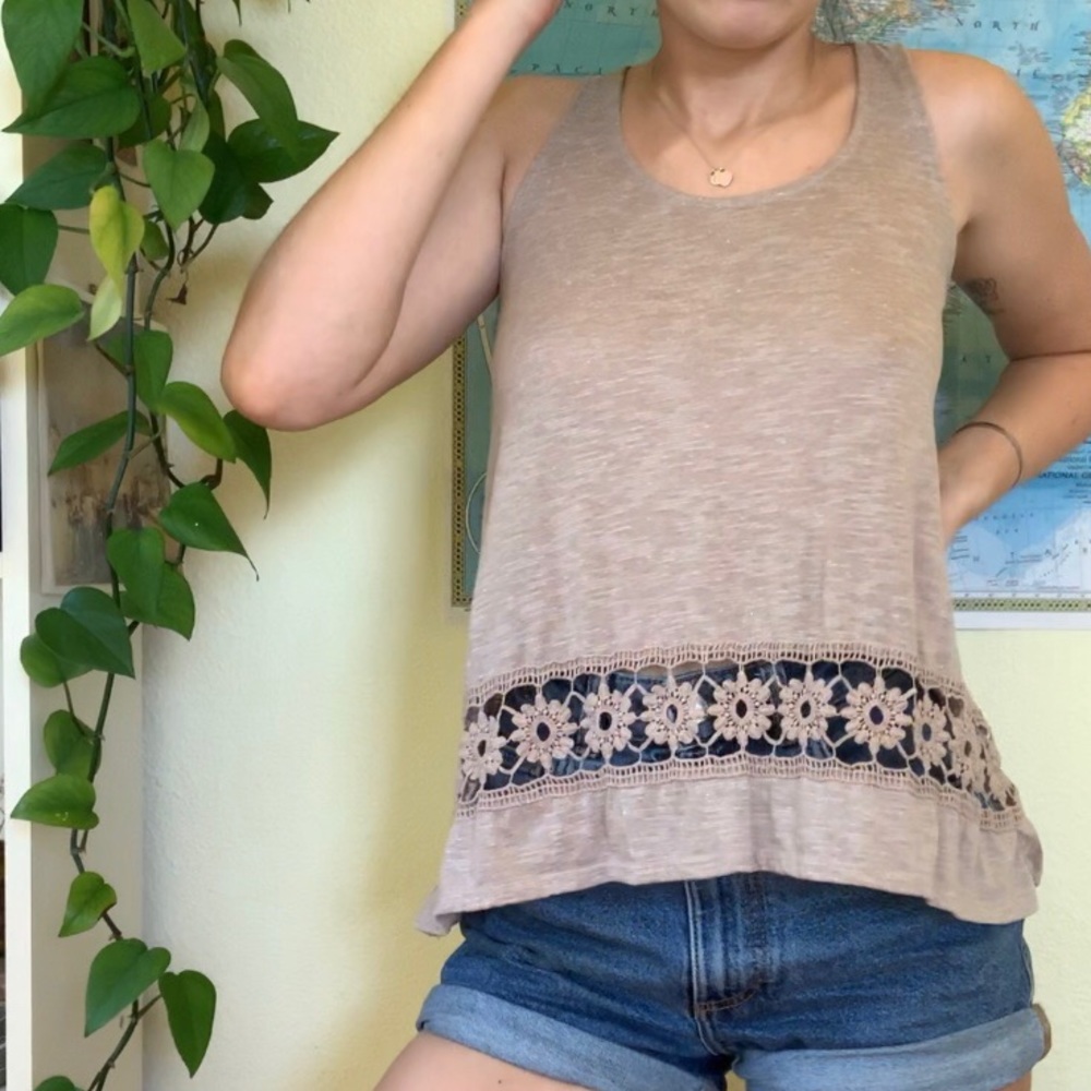 Floral lace cut out tank top flower crochet cami